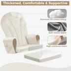 ANMINY 5pcs Glider Rocker Replacement Cushions Set - Thickened Velvet Glider Rocking Chair Cushions with 29 inch High Backrest & Side Pockets for Indoor Nursery, Washable & Non Slip, Beige