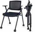 Upgraded Folding Chair with Wheels and Padded, Ergonomic Mesh Back and Arms for Office, Meetings, Conferences, Receptions, Training Rooms & Folding Office Chairs