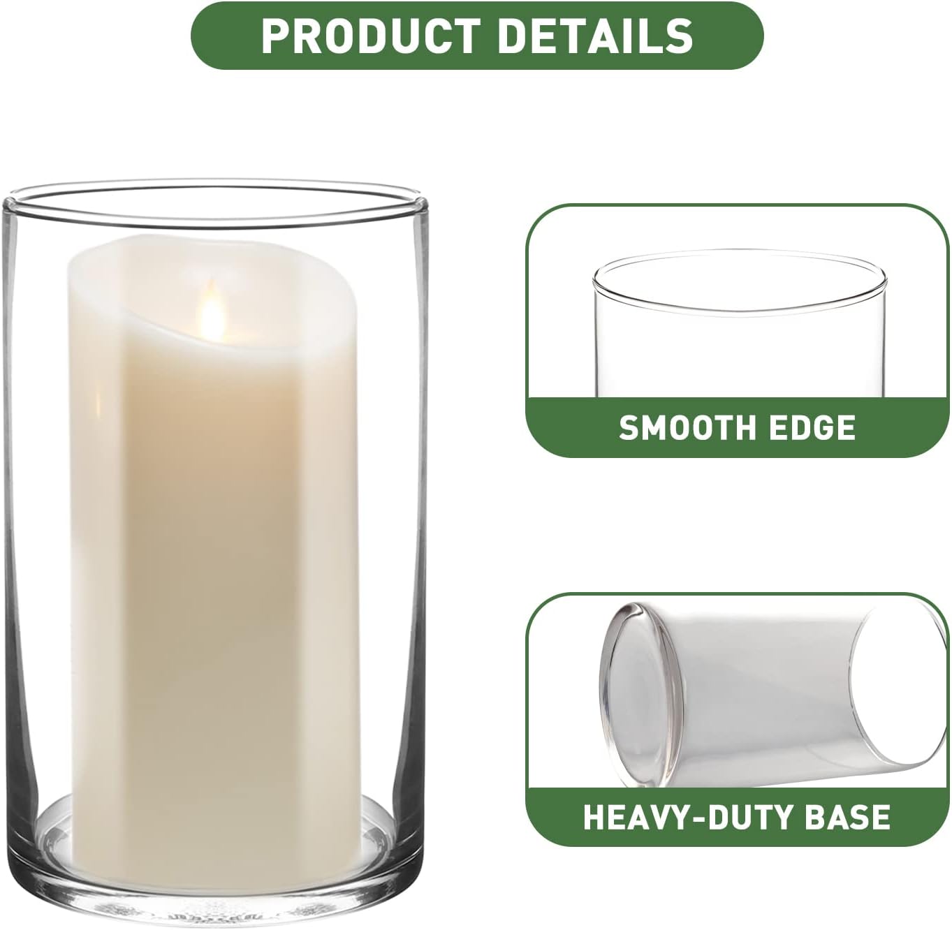 6 Inch Tall Glass Cylinder Vase for Table Centerpieces,Set of 6 | Clear Glass Vases Bulk for Flowers Decor,Floating Candle,Wedding Favors(3.5" W X 6" H)