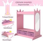 COSVALVE Kids Dress Up Storage with Mirror and Drawers, Kid Armoire Dresser, Pretend Storage Closet for Kids, Costume Wardrobe with Top Shelf for Playroom Bedroom, Lovely Pink