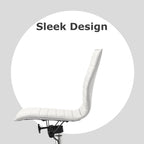 2xhome Modern Drafting Chair | Upholstered PU Leather Ribbed | Tall Adjustable Swivel Base with Leg Rest and Tilt Lock for Computer, Home, Executive, Conference (1, White, Armless)