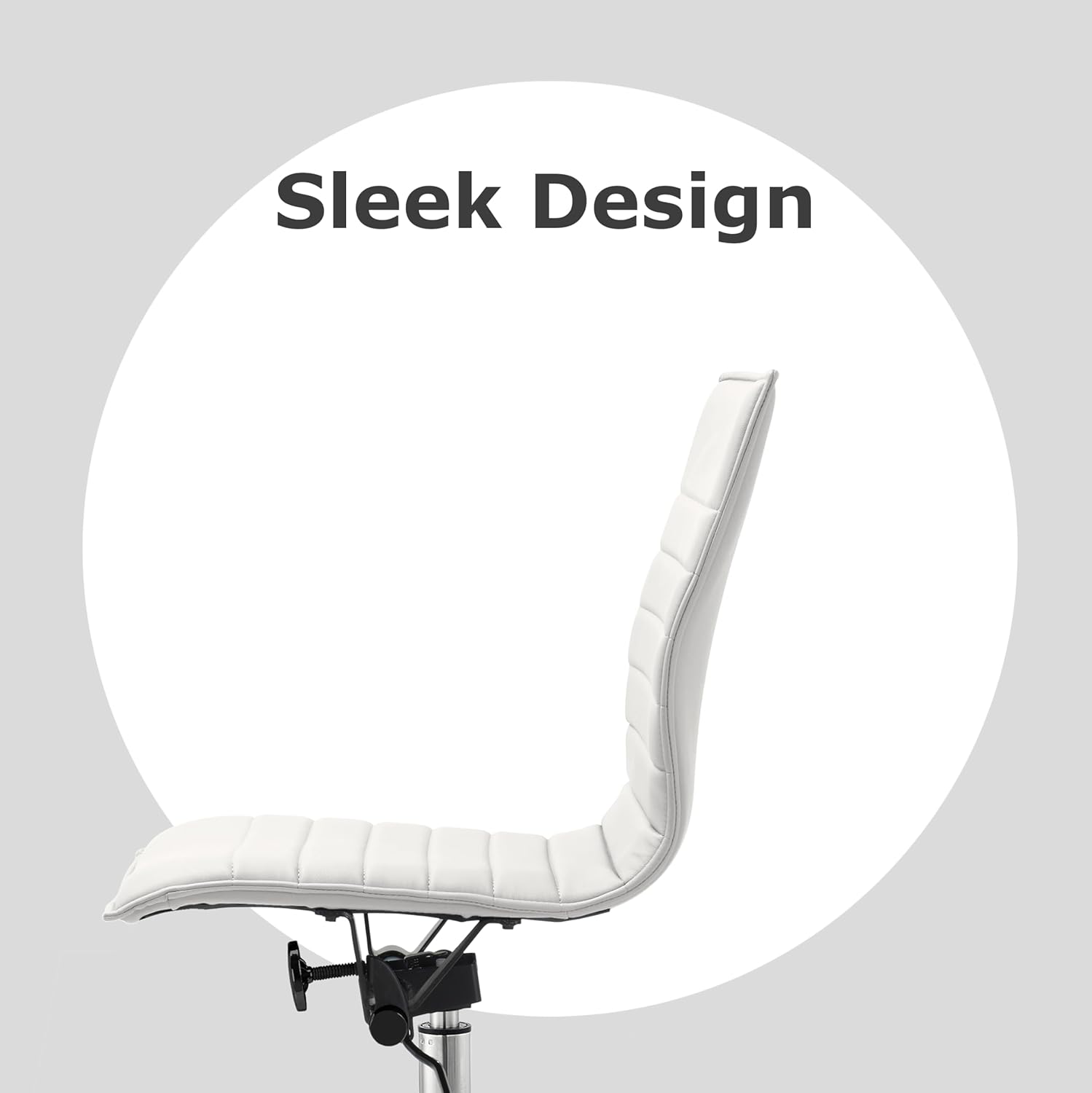 2xhome Modern Drafting Chair | Upholstered PU Leather Ribbed | Tall Adjustable Swivel Base with Leg Rest and Tilt Lock for Computer, Home, Executive, Conference (1, White, Armless)