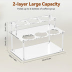 Nuovoware Acrylic Coffee Syrup Organizer, 2-Tier 6 Bottles Bar Organizer, Clear Coffee Syrup Rack for Countertop Kitchen Bar, Surface Film Can be Peeled Off, Transparent