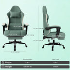 Gaming Chair, High Back Fabric Computer Chair with Pocketed Spring Cushion and Footrest, Height Adjustable Game Chair with Headrest and Lumbar Support (Beige & Blue)