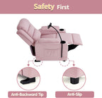 MCombo Bigger Kids Recliner for Ages 5+, Teens Recliner with iPad Stand, Child Reclining Chair with Cup Holders (Pink)