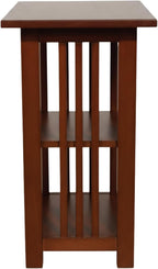 Alaterre Furniture Mission 3-Tier End Table Set of 2 – Craftsman Style Wood Side Table with Vertical Slat Side Panels and Open Storage for Living Room, Bedroom, or Cozy Reading Nook (Cherry)