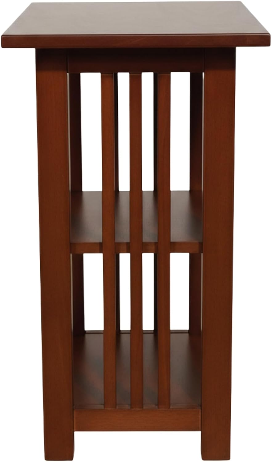 Alaterre Furniture Mission 3-Tier End Table Set of 2 – Craftsman Style Wood Side Table with Vertical Slat Side Panels and Open Storage for Living Room, Bedroom, or Cozy Reading Nook (Cherry)