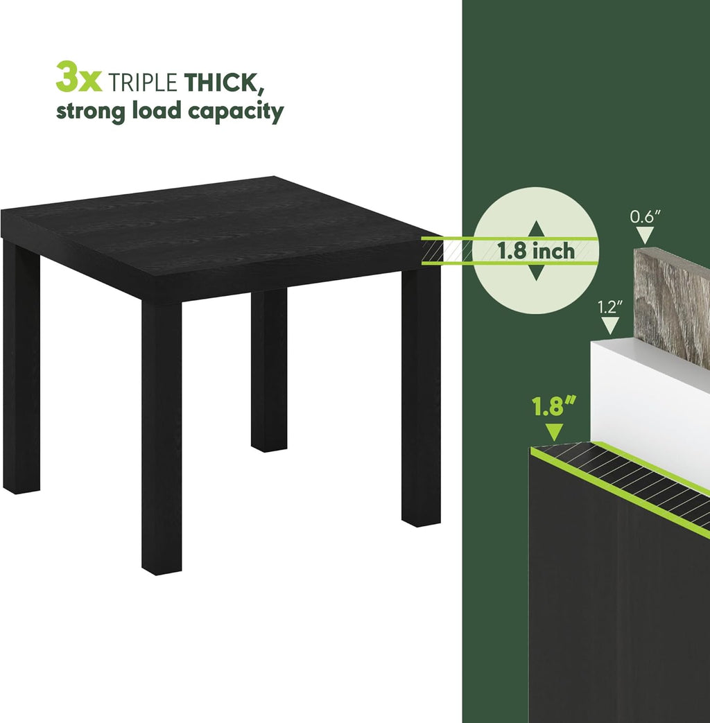 Furinno Classic Homey Square Parsons Side End Table, 1-Pack, Black