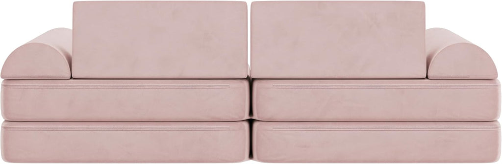 Flash Furniture Marlowe Modular Foam Kids Play Couch, 6 Soft Sectional Sofa Pieces, Convertible Kids Couch, Removable Covers, 56", Blush