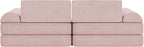 Flash Furniture Marlowe Modular Foam Kids Play Couch, 6 Soft Sectional Sofa Pieces, Convertible Kids Couch, Removable Covers, 56", Blush