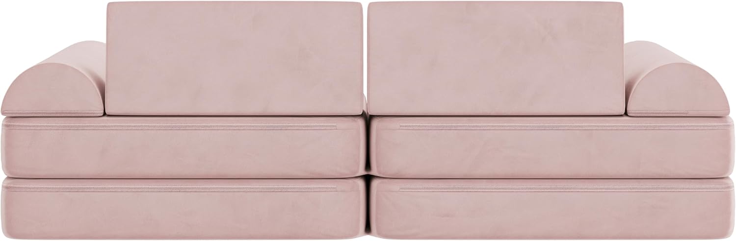 Flash Furniture Marlowe Modular Foam Kids Play Couch, 6 Soft Sectional Sofa Pieces, Convertible Kids Couch, Removable Covers, 56", Blush