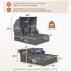 RELAX4LIFE Patio Outdoor Daybed with Canopy, Wicker Rattan Sunbed w/Cushions, 4 Pillows & 2 Retractable Side Trays, 2-Person Lounge Bed Conversation for Poolside Porch Garden (Gray-Grey)