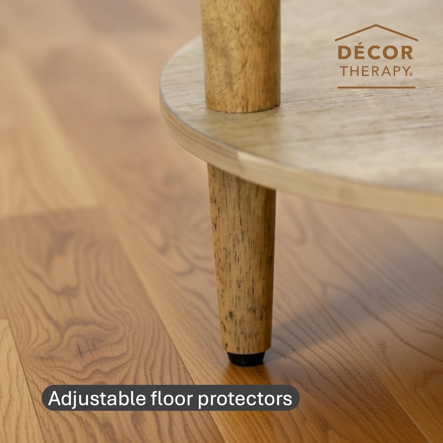 Decor Therapy Stafford Round Side Table, Seadrift Two-Tier Modern End Table with Spindle Legs, Easy Assembly
