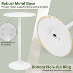 COSTWAY Round Bistro Table Se of 2, Height Adjustable Bar Height Cocktail Table, High Top Pub Table Snack Table with Heavy-Duty Metal Base for Home Bar, Dining Room, Restaurant, White