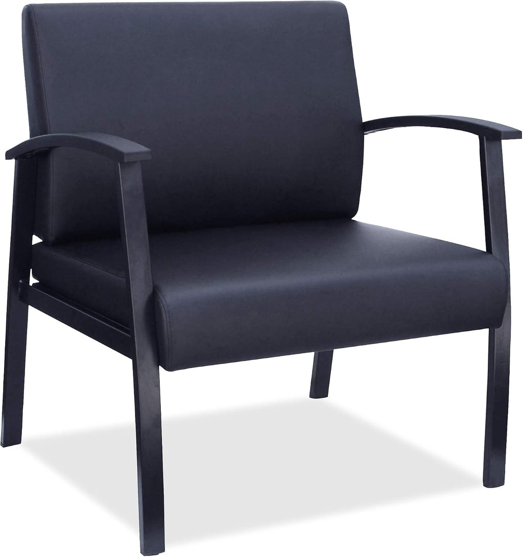 Lorell Big & Tall Black Leather Guest Chair