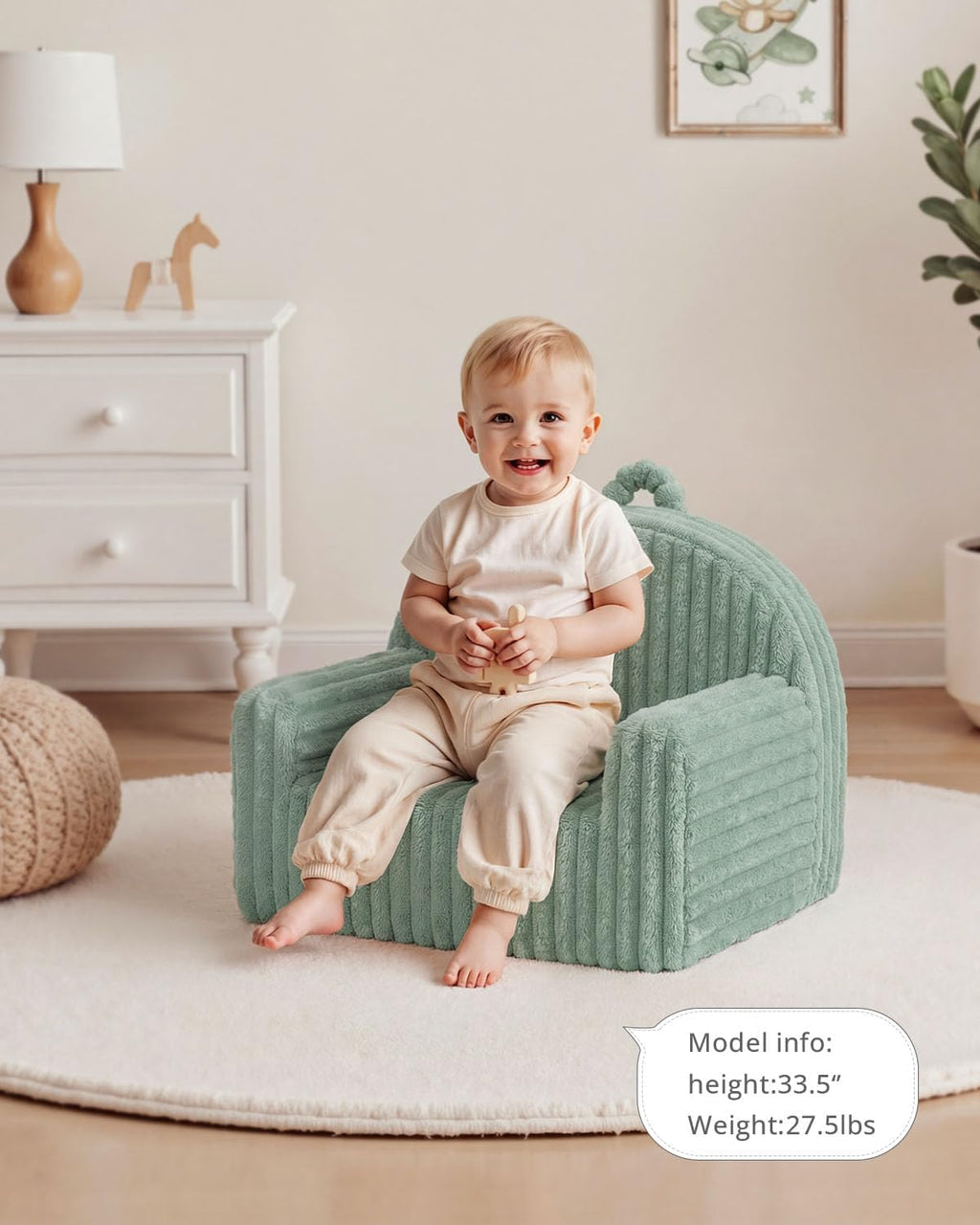 Blissful Diary Kids Chair, Soft Kids Armchair, Comfortable Kids Couch Sofa for Reading Playing, Kids Furniture for Boys and Girls Gift, Sage Green