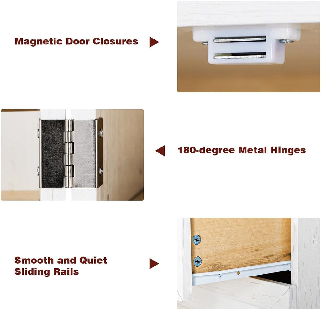 78.2" Tall Kitchen Pantry Cabinet with 8 Door Shelves and 3 Adjustable Shelves for Dining Room, Freestanding Storage Cabinet with 3 Large Drawers, Versatile Cupboard for Bathroom (White)
