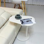 C-Shaped Side Table, Modern Metal End Table for Sofa Couch and Bed, Small Space Coffee Snack Tables, Minimalist Nightstand for Living Room Bedroom Office, White(Black,50x38x60cm)