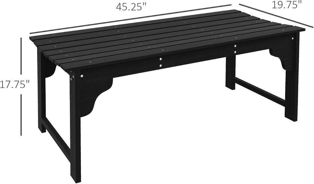 Wooden Garden Bench, Slatted Porch Bench with Curved Seat, Black Outdoor Park Bench for Front Porch Patio Backyard Entryway Seating Area Lawn Furniture Accent Piece