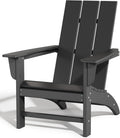Poly Lumber Adirondack Chair, All-Weather Resistant Outdoor Patio Chairs, Look Like Wood, Pre-Assembled Outdoor Fire Pit Chair for Pool, Deck, Backyard, Garden, Black