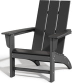 Poly Lumber Adirondack Chair, All-Weather Resistant Outdoor Patio Chairs, Look Like Wood, Pre-Assembled Outdoor Fire Pit Chair for Pool, Deck, Backyard, Garden, Black