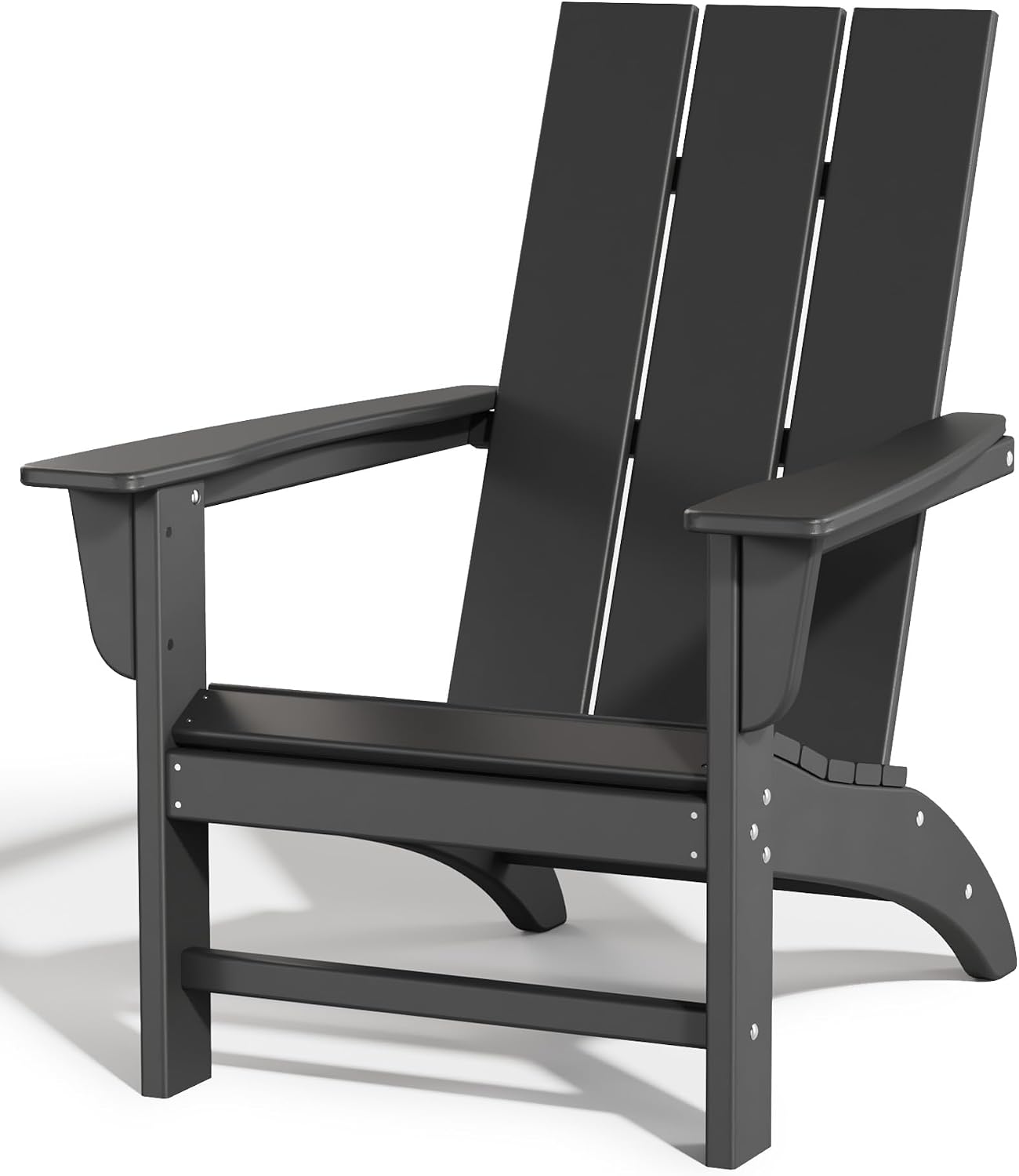 Poly Lumber Adirondack Chair, All-Weather Resistant Outdoor Patio Chairs, Look Like Wood, Pre-Assembled Outdoor Fire Pit Chair for Pool, Deck, Backyard, Garden, Black
