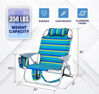 Portable Recliners Chair for Adults, Outdoor Camping Chair Lay Flat Folding Backpack Reclining Chair with 5 Positions, Headrest, Zipper Pouch, Cup Holder, NEW Srtiped