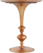 Christopher Knight Home Dolia Decorative Small End Table, Indoor Round Side Table with Unique Rounded Leg, Antique Gold Finish Coffee Table, Vintage Metal Accent Furniture, Multi Functional, Gold