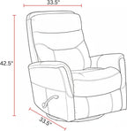 Parker Living Gemini - Truffle Swivel Recliner Chair Comfortable Nursery Glider Recliner Nursing Armchair with 90% Polyester 10% PU Upholstery Cozy Seat for Adults