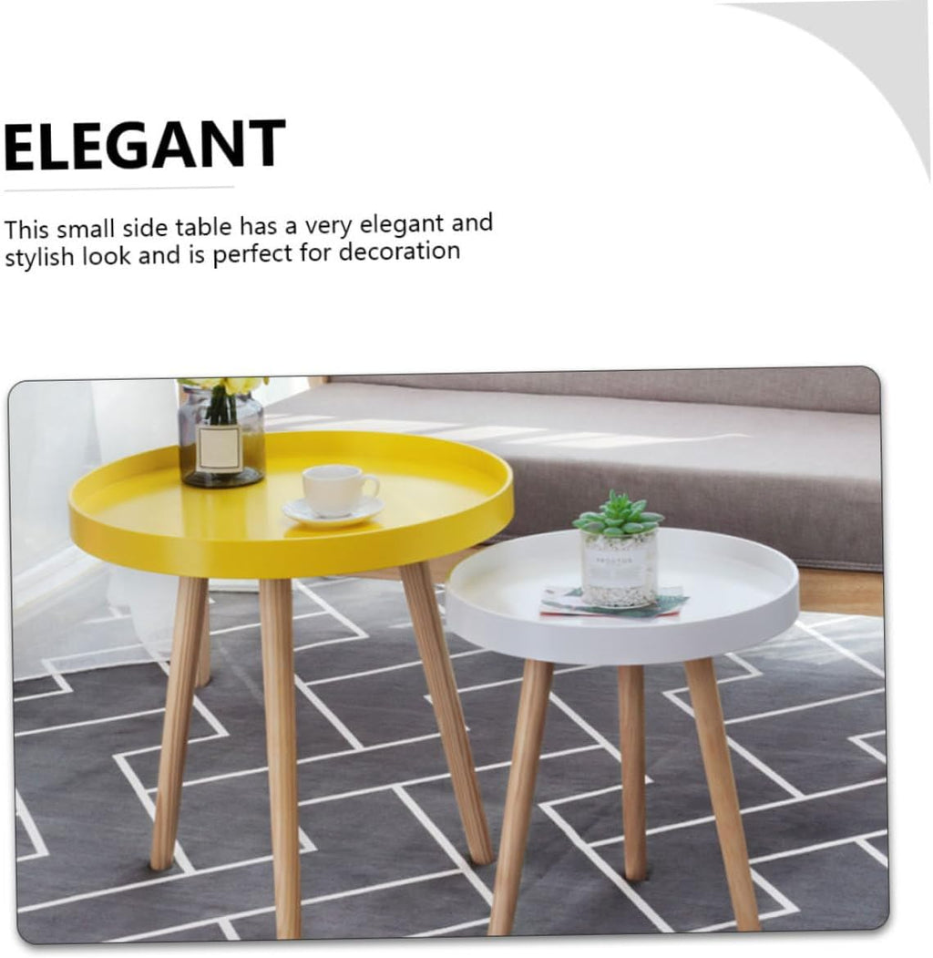 Nordic Style Mini Round Tea Table Small Yellow Sofa Side Table for Living Room Balcony and Bedroom