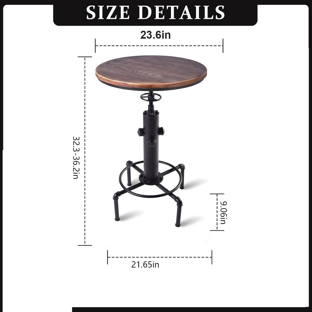 Industrial Tall Bistro Table 32.3-36.2" Adjustable Swivel Pub Coffee Table Metal Hydrant Stylish Design