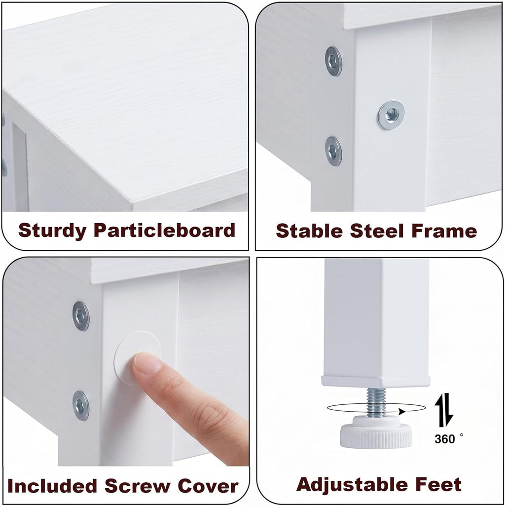 Small Console Table with Shelf Little Narrow Entryway Table Skinny Thin High Tall Display Stand for Entry Hall Hallway, Foyer, as Eextension for Long Behind Couch Sofa Table/Kitchen Countertop, White