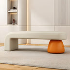 Modern Rectangular Entryway Hallway Shoe Benches, Narrow Upholstered Creativity Wood Bedroom Bench Seating, Upholstered End of Bed Bench (Orange-Leather, 39.4" L x 16" W x 18" H)