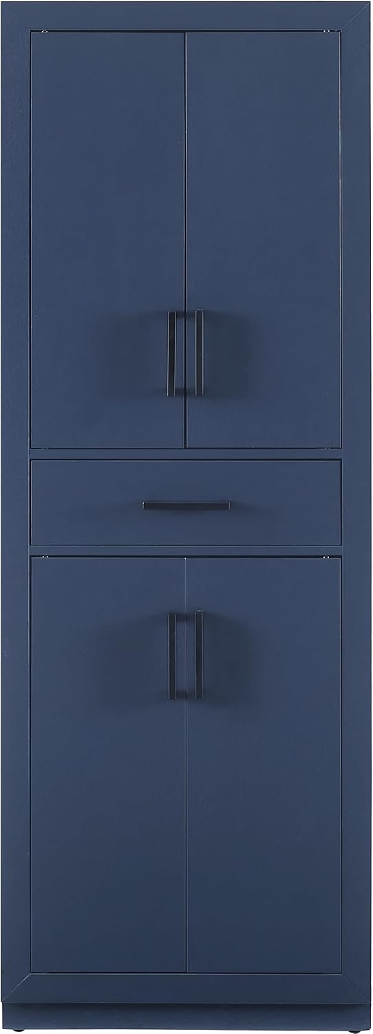 Crosley Furniture Isla Modern Kitchen Storage Pantry Cabinet with Shelves, Dining or Laundry Room, Navy