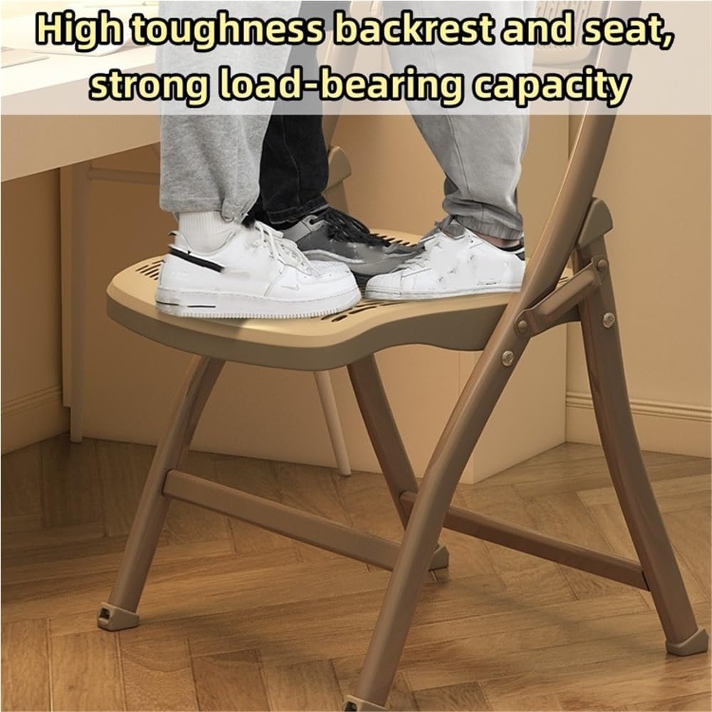 Hollow Design Folding Chair, Breathable Collapsible Chair with Non-Slip Feet, Thickened Carbon Steel Frame for Dining, Office, Kitchen(Gray)