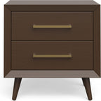 Child Craft Cranbrook Nightstand, 25" W Mid-Century Modern 2-Drawer Nursery Nightstand with Metal Handles, Toasted Chestnut