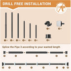 Room Divider for Room Separation,Tension Curtain Rods No Drilling for Room Separation, 4-10ft(H) 28-171inch(W) Heavy Duty Floor to Ceiling Tension Rod Divider for Temporary Privacy Wall Divider,Black