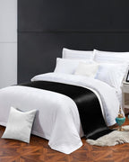 DecorLovee Black Bed Runners for King Size Bed, Modern Decorative Bed Throws for Foot of Bed, Farmhouse Pure Black Bed Runner Sofa Throw Bedding Scarf Protector Slipcover for Bedroom/Hotel