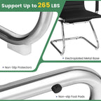 POWERSTONE Office Reception Guest Chair Set of 2 - Office Conference Desk Chair with No Wheels, Ergonomic Mid Back PU Leather Metal Base with Arms for Home Conference Meeting Waiting Room Lobby