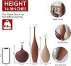 Relexome Ceramic Modern Vase Set of 3 Farmhouse Decorative Vase Minimalist Aesthetic Vases for Centerpieces Matte Ribbed Vases for Home Decor Table Entryway Living Room (Brown+Khaki+ Dark Red)
