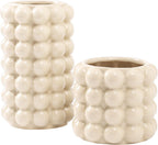 Bubble Vases, Set of 2 Ceramic Vase for Flowers, Boho Ceramic Flower Vases for Decor, Tall Bubble Vase for Living Room, Dining Table, Wedding, Mantel, Coffee Table(Beige)