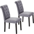 Dining Chairs Set of 2 Upholstered Dining Room Chairs Fabric Tufted Kitchen Chairs with Wood Legs High Back Dining Chair Mid Century Modern Chair for Dining Room,Kitchen,Living Room (Gray)