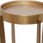 Old Brass Antique Cast Aluminum Accent Table Round Tray Top Modern Side Table End Table Decorative Furniture for Living Room, Bedroom