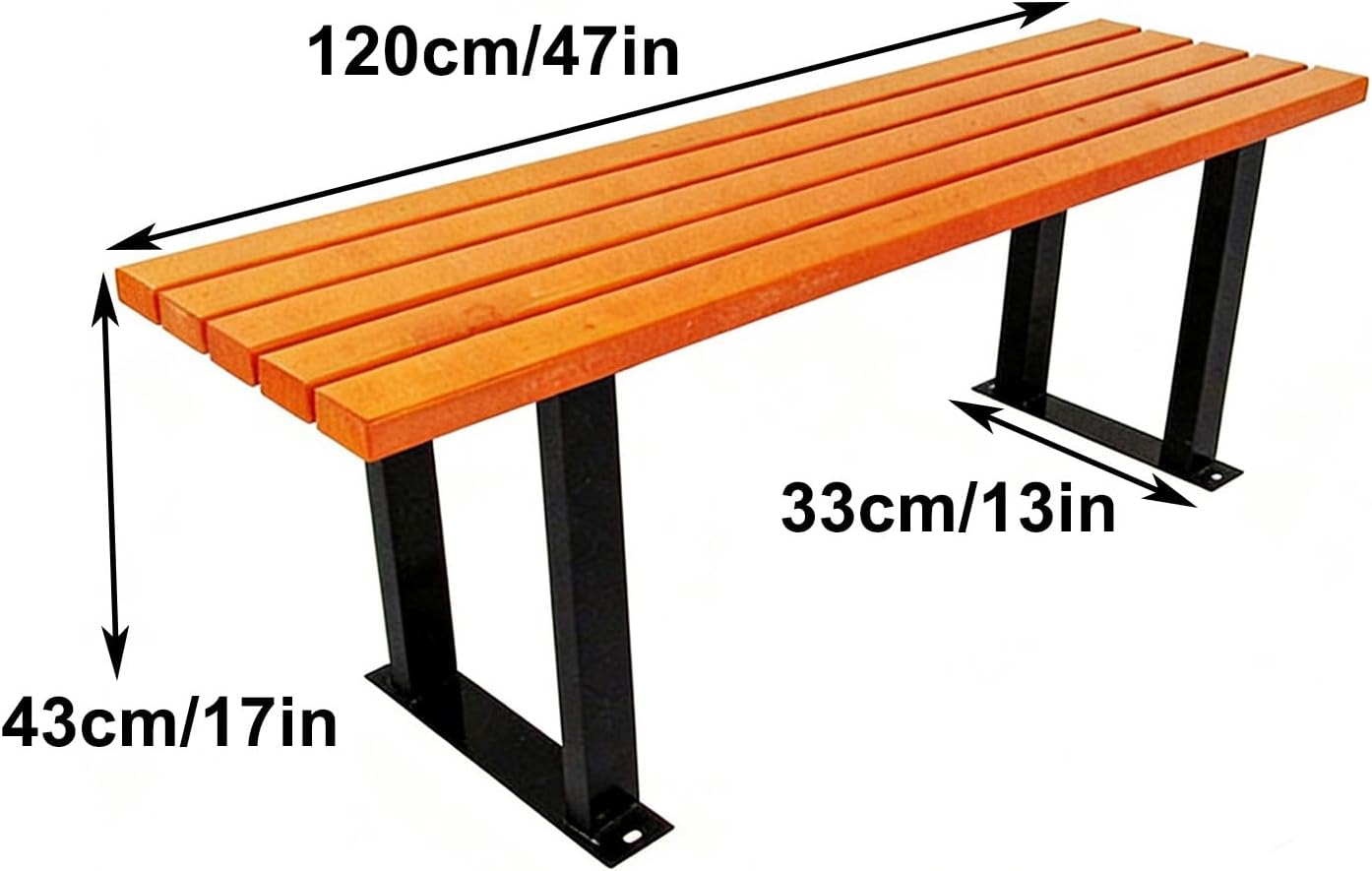 Garden Benches for Outdoors, Leisure Outdoor Bench, Thickened Steel Frame, Suitable for Parks, Terraces, Courtyards, Playgrounds, and Residential Areas(120x33x43cm/47x13x17in)
