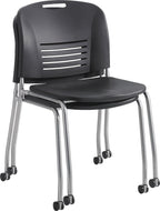 Safco 4291BL Vy Straight Leg Stack Chair with Casters, (Qty. 2), Black