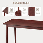 Ahomly 6-Piece Dining Table Set for 6, Solid Rubberwood Table with Bench & 4 Upholstered Linen Chairs, Rectangular, Dark Cherry Finish (Grey Cushions)