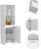 Kitchen Pantry, Two External Shelves, Single Door Cabinet, Two Interior Shelves for Kitchen,Dining Room,White,17.7 * 15.7 * 15.7