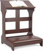 Prayer Kneeler with Built-in Tabletop – Solid Wood Prayer Bench, Faux Leather Cushion, Compact 23"x20"x32" for Home ChurcWorship Ebony