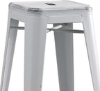 AC Pacific 30” Metal Backless Barstool Set of 2 – Country Rustic Style, Lightweight & Sturdy Build, Easy Assembly – Distressed Snow White