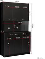 70.87" 6-Door Modern Kitchen Pantry Cabinet Combo with Drawer&Shelf for Dining Room Kitchen Living Room, Black